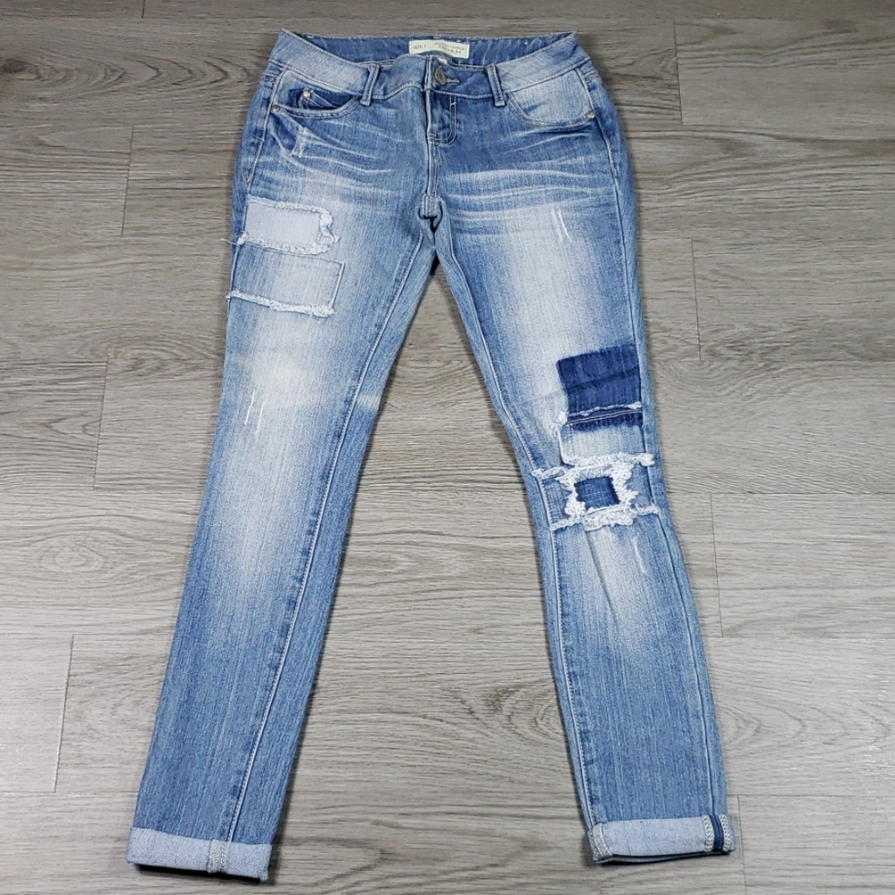 Almost Famous Premium Patchwork Distressed Skinny - image 1
